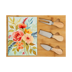 LE STELLE - Set 4 Pezzi Tagliere Legno e Posate Formaggio